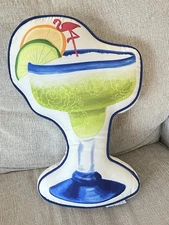 Novogratz Throw Pillow Margarita Pool Home Decor 19” Flamingo White Blue