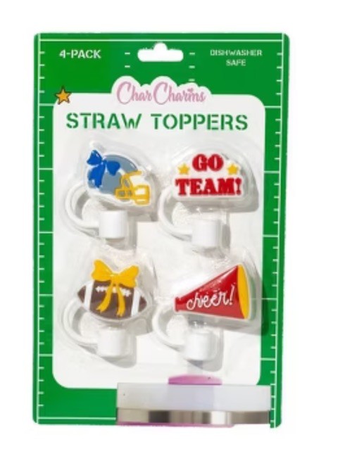NIP Cheer Straw Toppers Set Of 4 By Char Charms From Target