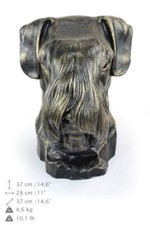 Schnauzer uncropped, dog head urn made of Resin, ArtDog, USA