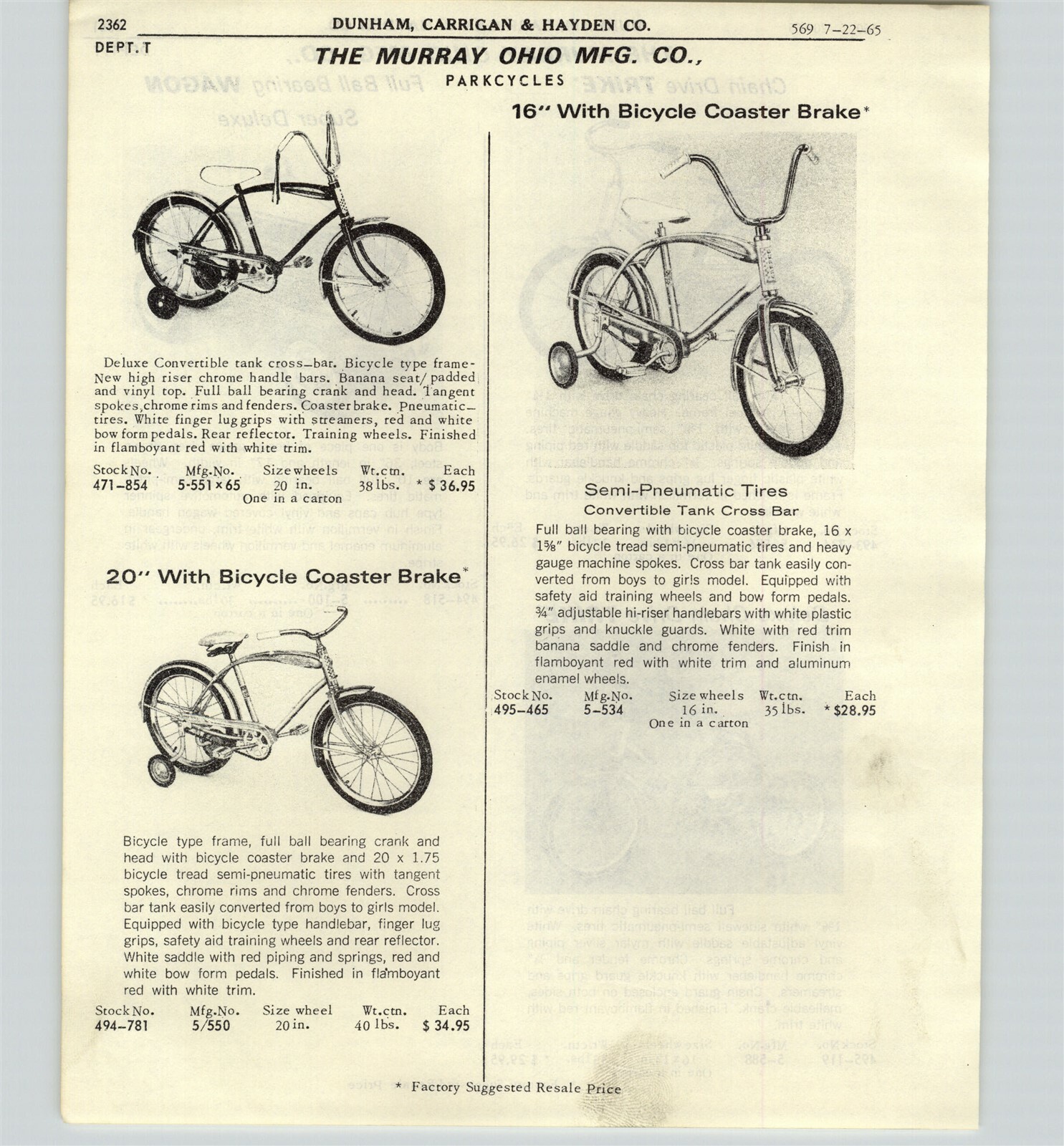1965 PAPER AD Murray Super Deluxe Full Ball Bearing Coaster Wagon 