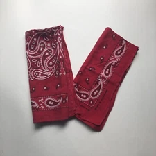 Two VTG Faded Red Cotton Bandanas Handkerchiefs Paisley Made USA Cotton RN 13962