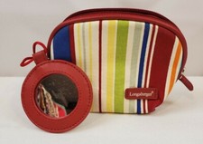 Longaberger Coin Purse With Mirror Sunny Day Design Multicolor Stripes