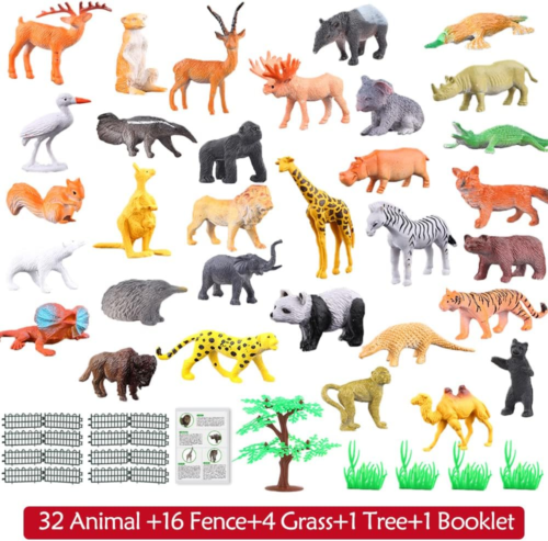 Animals Figure,54 Piece Mini Jungle Toys Set, Realistic Wild Vinyl Plastic Anima - Picture 2 of 12