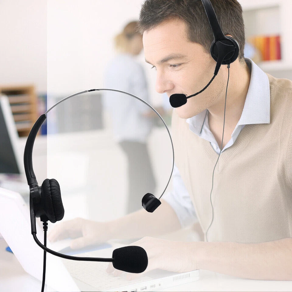 Call Center Telefono da Ufficio Cuffie Telefoniche Modulari RJ11 Voice Call Chat Auricolare - Immagine 2 di 4