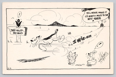 Postcard Comic Ken Holmes Dog Running to Nearest Tree 90 Miles Away
