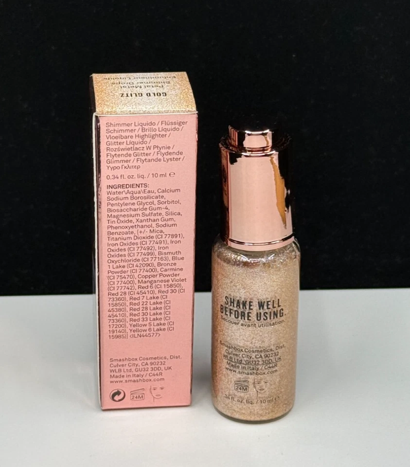 Smashbox + Vlada Petal Metal Shimmer Drops 0.34 oz #GOLD GLITZ New In Box - Image 3 of 4