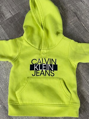 Infants Calvin Klein Jeans Baby Neon Yellow Hoodie Sweatshirt 3-6
