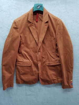 Centoquattro Italianischer Designer Herren Blazer Fit Used-Look Gr.46 Ziegelrot