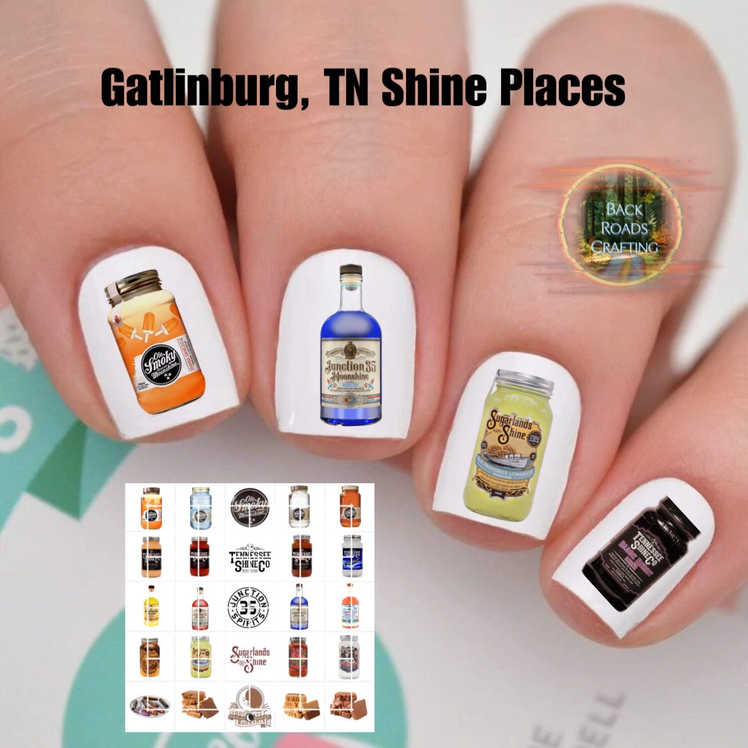 Moonshine & Chocolate  Waterslide Nail Decals Set Of 50  Instructions