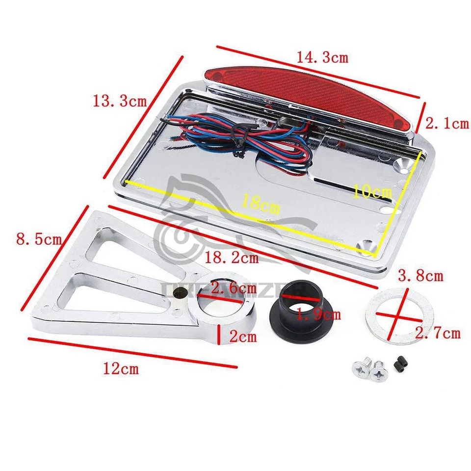 Motorcycle Brake Tail LED Light Side Mount License Plate Bracket Holder Chrome - Image 4 of 4