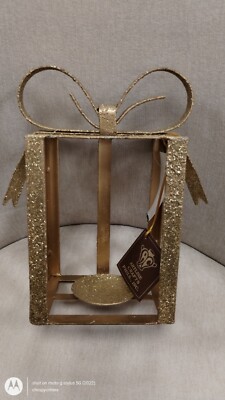 Philippines GOLD GLITTER PILLAR CANDLE HOLDER shaped Gift Box Bow VALENTINE'S 