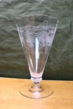 Vintage Footed 6.5 " Iced Tea Etched Basket Swag Optic Unknown Maker
