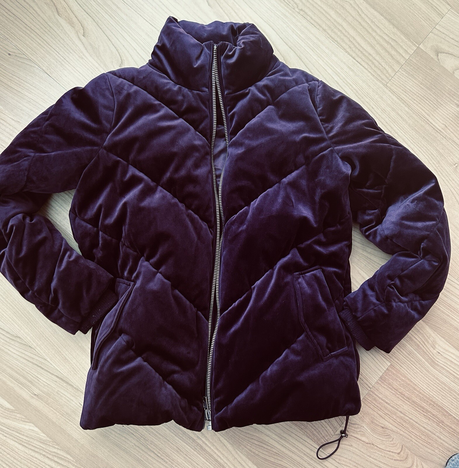 Purple Velvet puffer jacket womens size 10