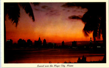 Vintage Postcard Miami Florida Sunset Over The Magic City Scenic View