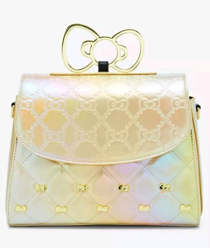 Loungefly Sanrio Hello Kitty Gold Bows Metallic Crossbody Bag NWT