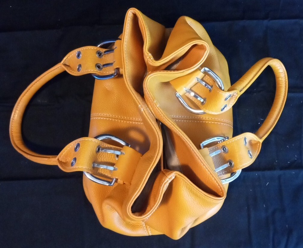 Tignanello Yellow Mustard Pebbled Leather Satchel Pur… Gem