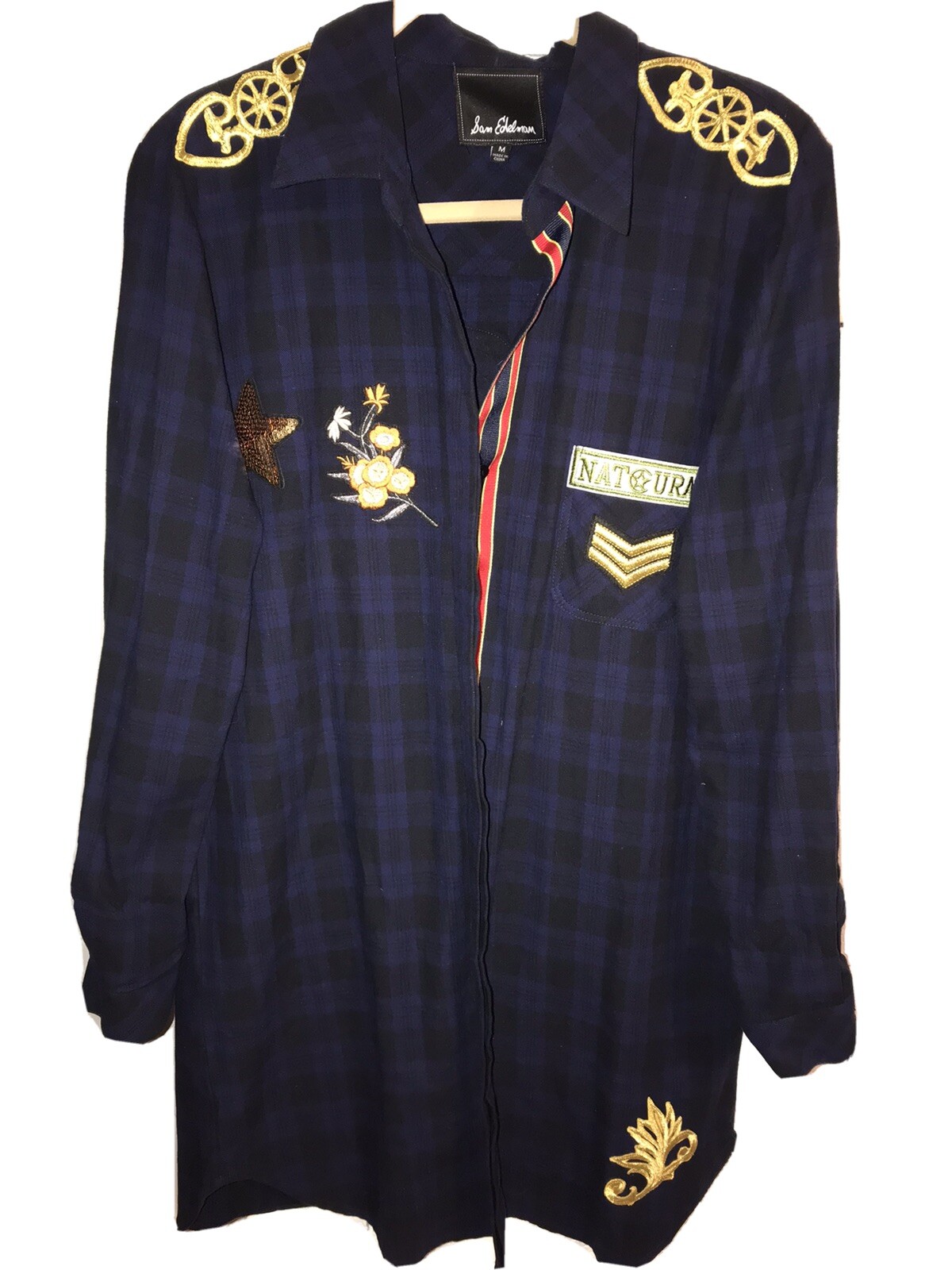 Unique Sam Edelman Plaid Patchwork Long Sleeved T… - image 1