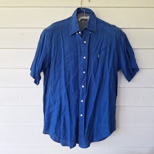 Ralph Lauren Blake Button Down Shirt Linen Long Sleeve Blue Mens L