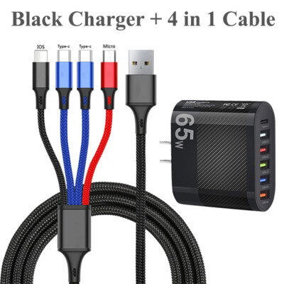 Multi Charging Cable 4 in 1 Multiple USB Fast Charger For iPhone Type C Micro
