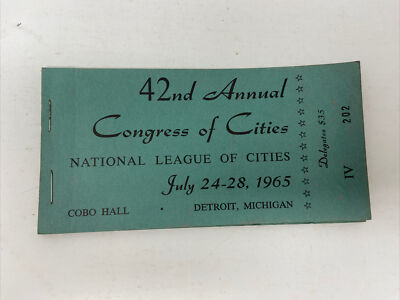 1965 42nd Annual Congress of Cities National League Detroit MI Ticket Booklet