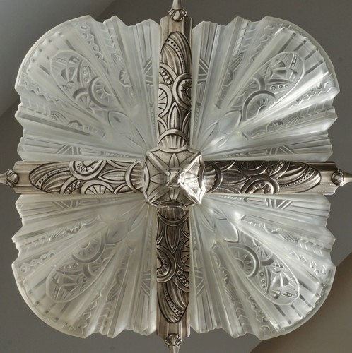 JAMAIN & FRONTISI : FRENCH 1930 ART DECO CHANDELIER .... lamp muller era France - Picture 7 of 13
