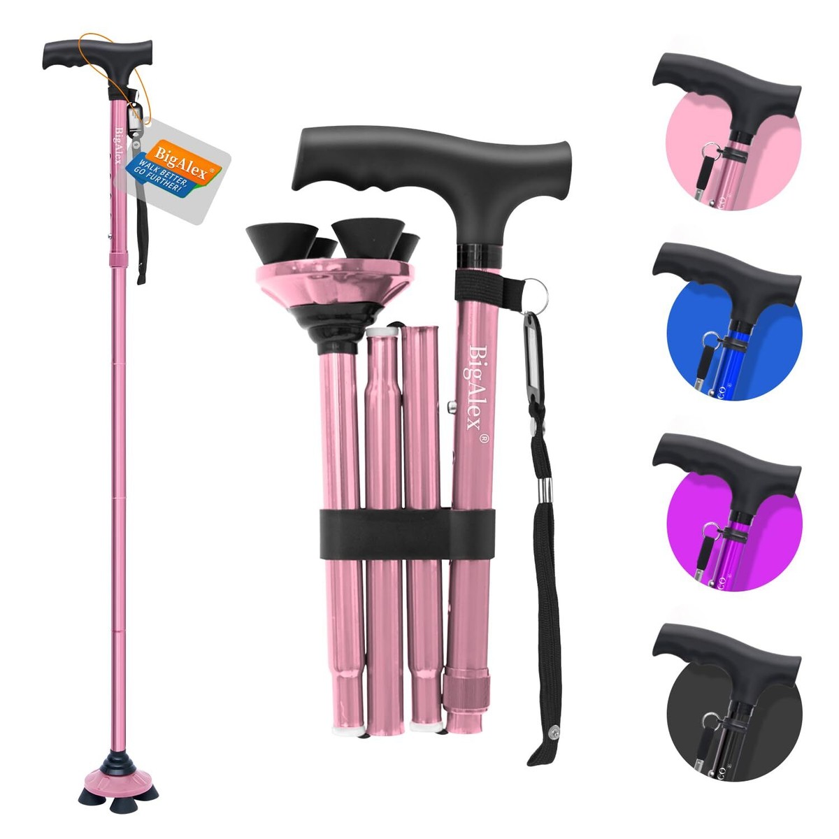 BigAlex Folding Walking Cane, Adjustable & Portable Walking