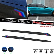 2.02M Carbon Fiber Style Pre-Cut Side Skirt Stickers For BMW F30 F31 F32 E60 E61