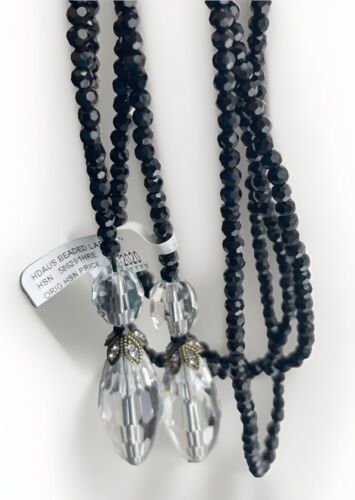 Heidi Daus Open End Necklace/Lariat Jet Black Crystals With Tag