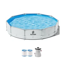 SLOOSH Round Above Ground Pool - 10ft x 30inch Outdoor Round Frame Above Grou...
