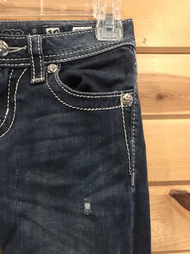Miss Me Girls Jeans 10 Denim Skinny Embroidered Pockets KE81875 Designed In USA - Picture 3 of 14