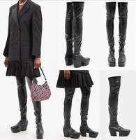 Prada Stiefel Over-The-Knee Platform Boots Overknee Gothic Plateau Schuhe 40