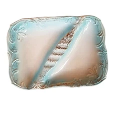 1950s Vintage Ceramic Blue & Gold Ashtray Trinket Vanity Dish Tray