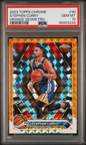 2023 Topps Chrome #30 Stephen Curry Orange Geometric /25 PSA 10