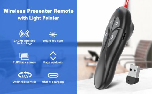 Presentation Clicker PowerPoint Inalámbrico Presentador Control Remoto: USB Tipo C Recargable - Imagen 8 de 16