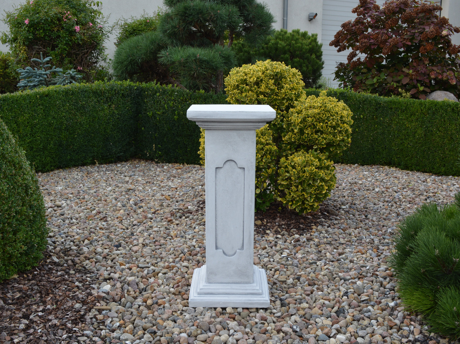 Podest Aus Steinguss Mit Löwenkopf-Relief – Frostsicher, Für Garten & Terrasse, 82 Cm Hoch