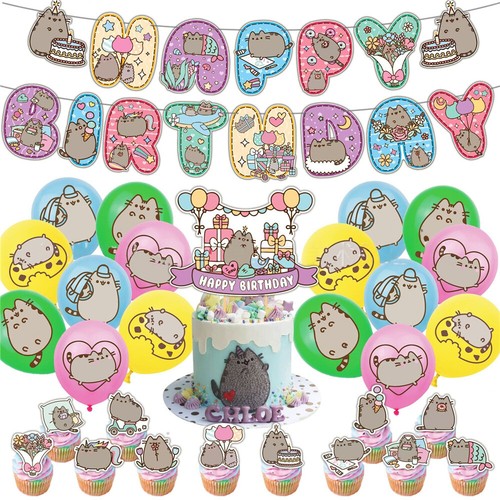 Pusheen Themed Happy Birthday Banner Balloons Set Party Decorations Supplies UK﹤ eBay