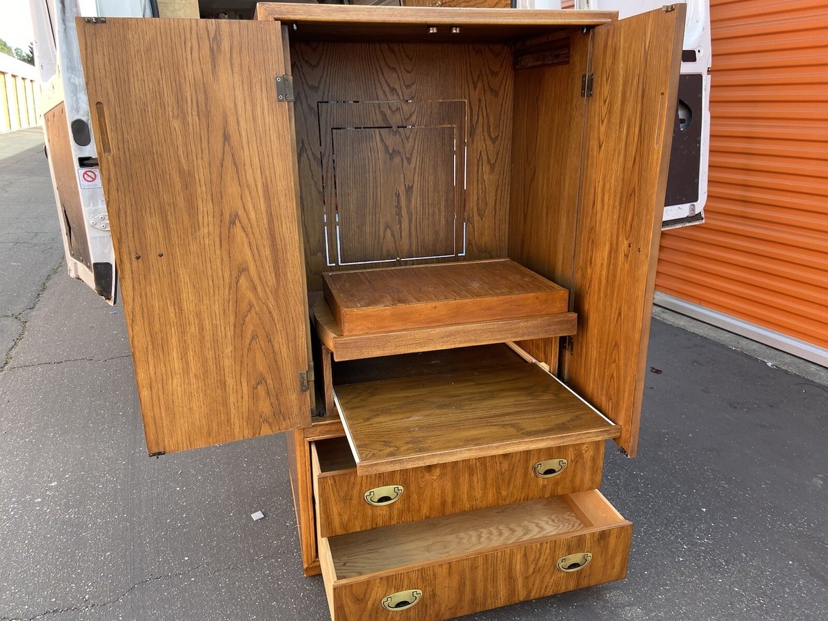 Vintage Drexel Heritage Passage 2 Door Drawer Lited TV Cabinet 