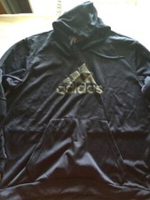 Adidas Hooded Sweatshirt Gray Navy Men New Tags Polyester GG Big BOS Hood Hoodie