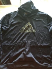 Adidas Hooded Sweatshirt Gray Navy Men New Tags Polyester GG Big BOS Hood Hoodie