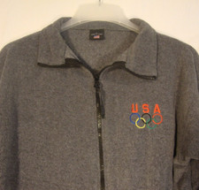Olympics Team Usa Fleece Jacket L Gray Full Zip Front Embroidered Color Rings