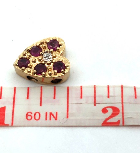 Richard Klein KLJCI 14K Yellow Gold Ruby Diamond Heart Slide Bracelet Charm - Picture 11 of 11