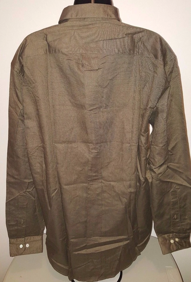 Camisa Perry Ellis Portfolio Para Hombre Talla 16 34/35 Marrón A Cuadros NUEVA Foto 3 de 3