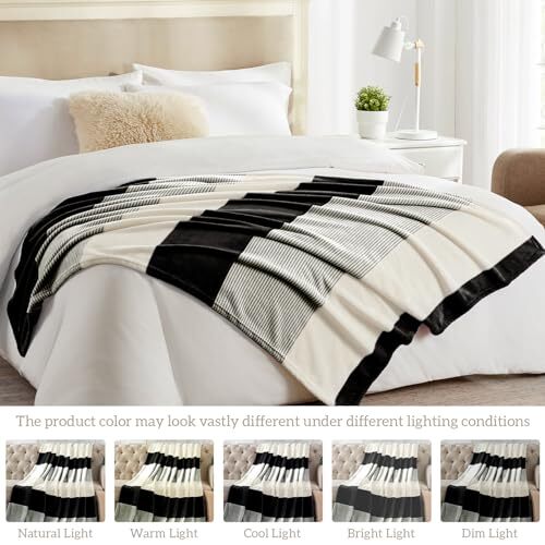 Fleece Bed Blankets Queen Size Black, Soft Fluffy Queen 90"x90" Black