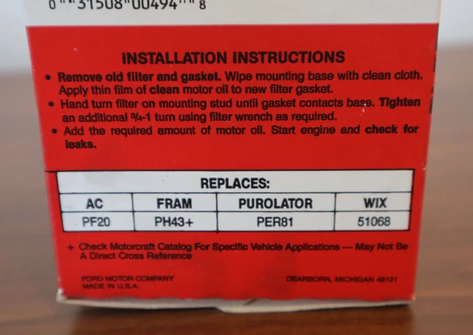 ☑️ Repuesto de filtro de aceite de motor giratorio Motorcraft FL-300, ¡Se envía hoy! Foto 3 de 4