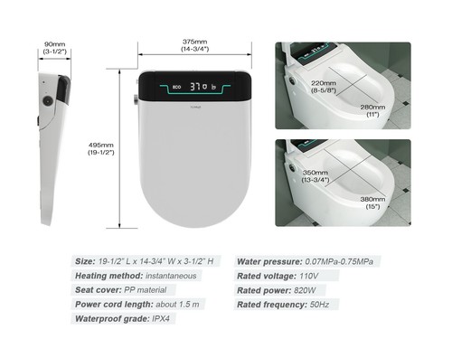 MEJE Electronic Smart Bidet Seat for Elongated Toilets with Remote Control - Picture 11 of 22