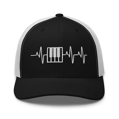 HEART PULSE PIANO Trucker Cap Hat pianist keyboard musician gift dad fathers day