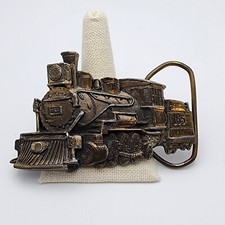 Vtg 1981 Steam Locomotive 165 Great American Buckle Chicago Belt Train Dk Brass