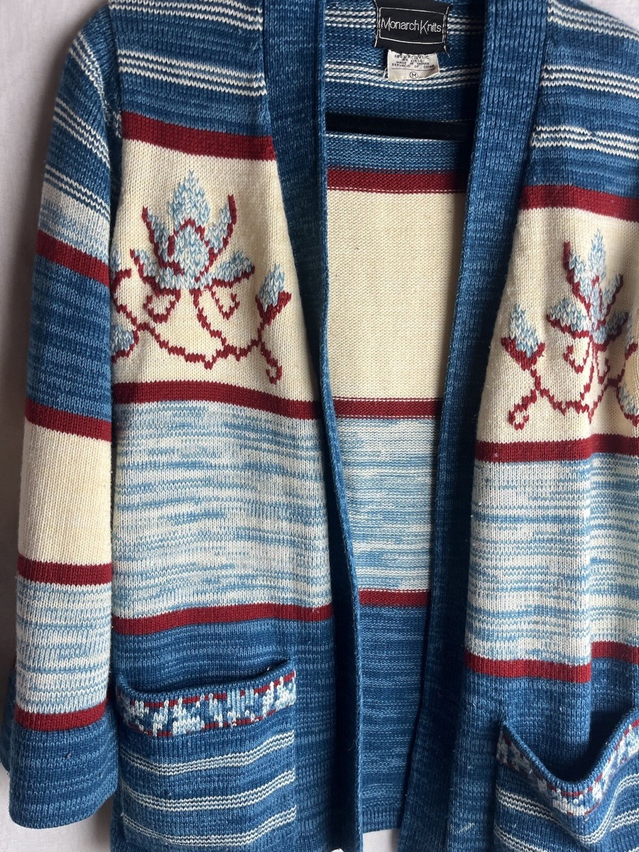 トップス 1970's vintage floral hand knit cardigan 70s Floral