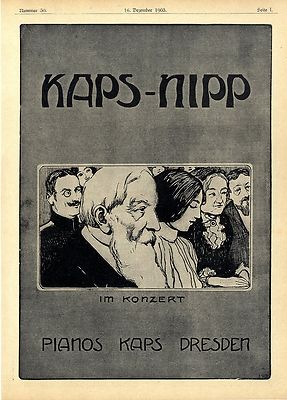 Kaps-Nipp Ernst Kaps Dresden Pianos Flügel Klaviere Künstler Annonce u. a. 1905
