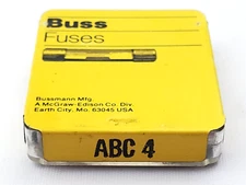 Pack of 5 Bussmann ABC4 250 Volt 4 Amp Fast Acting Ceramic Fuses 1/4" x 1-1/4"